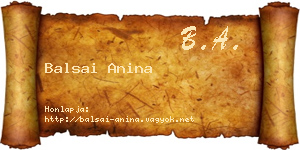 Balsai Anina névjegykártya
